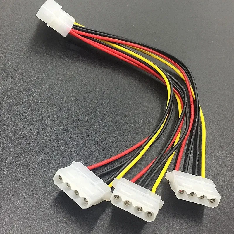 2024 NEW 4ピンIDE 1-TO-3 MOLEX IDE POWER SULTION Y SPLITTER EXENTION CABLE CORD NEW FOR PC Molex Splitterケーブル