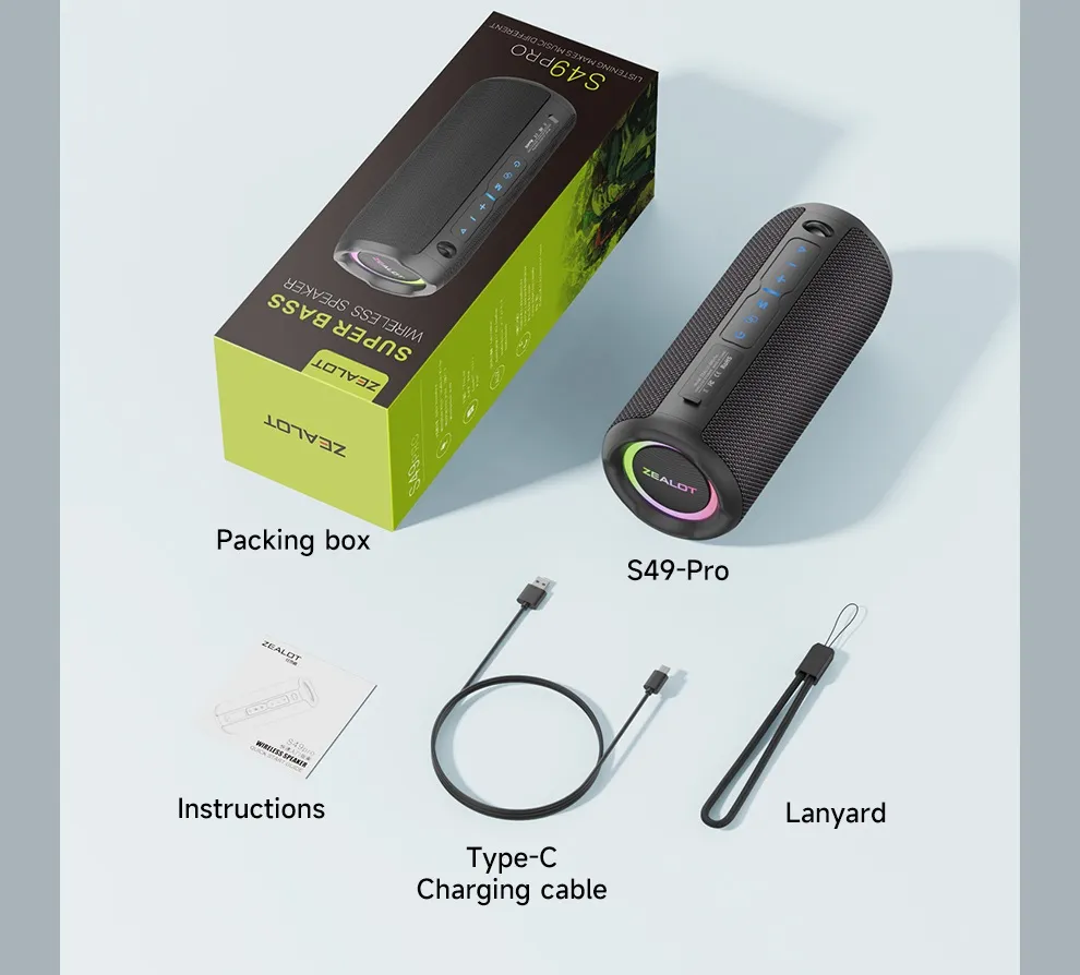 ZEALOT ワイヤレススピーカー ZEALOT-S89 250W 防水ポータブル大音量 Bluetooth スピーカー