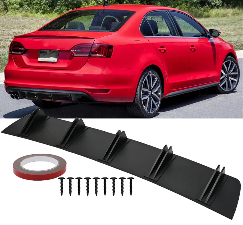 For Acura TSX TLX ILX Rear Bumper Spoiler Diffuser Lip Shark Fin Splitter Black
