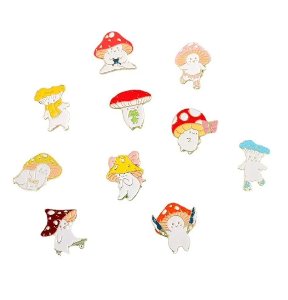 Migne Mushroom Kawaii Cartoon broches Broches For Women Fashion Robe Coat Shirt Demin Metal Funny Brooch Pins Badges Gift Backpack Je7266578