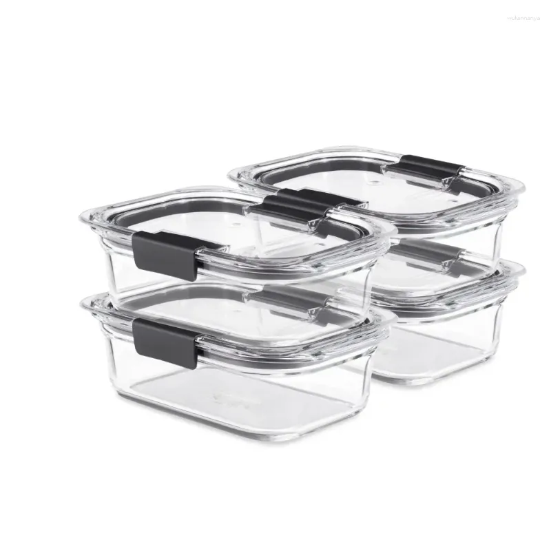 Storage Bottles Rubbermaid Brilliance Glass Set Of 4 Food Containers With Latching Lids 3.2 Cups