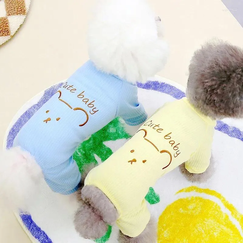 Ubrania odzieżowe dla psów urocze nadruk Jumpsuits ciepłe miękkie szczeniaki piżama jesienne kot zwierzak