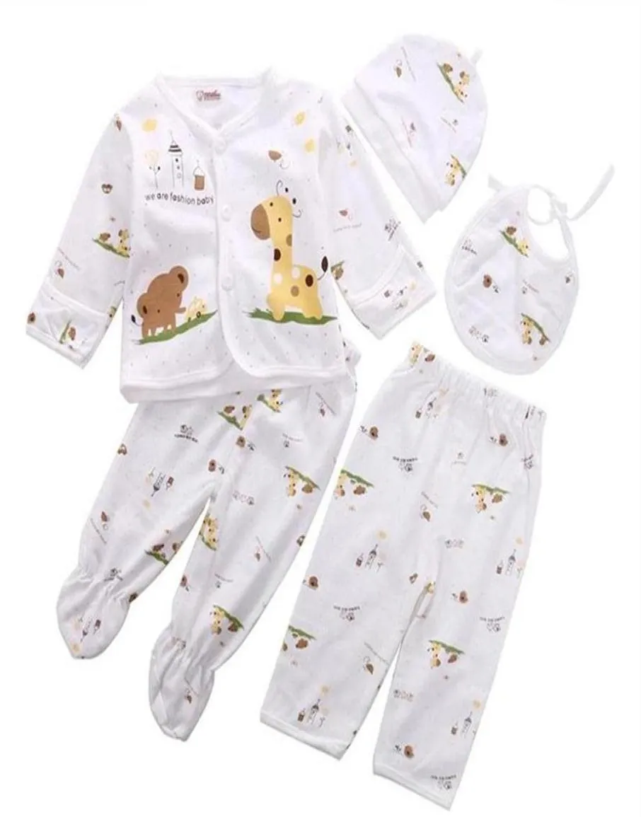 03M Neugeborenes Baby Unisex Kleidung Unterwäsche Tierdruck Hemd und Hosen 2pcs Jungen Mädchen Baumwolle Soft297i355z6498095