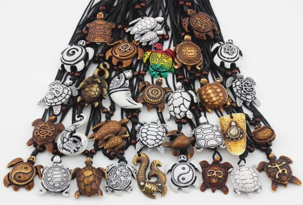 Jewelry Whole lots 32pcs Multistyles Imitation Yak Bone Carved Lucky Sea Turtles Pendants Surfing Necklace Gift DROP 8456551