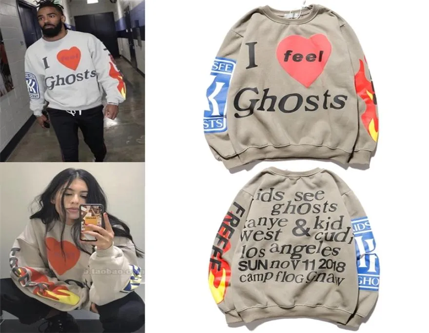 I feel Hoodies Men Women Hip Hop KIDS SEE Ghosts Hoodie West & Kid Cudi Los angeles Sweatshirts1135709