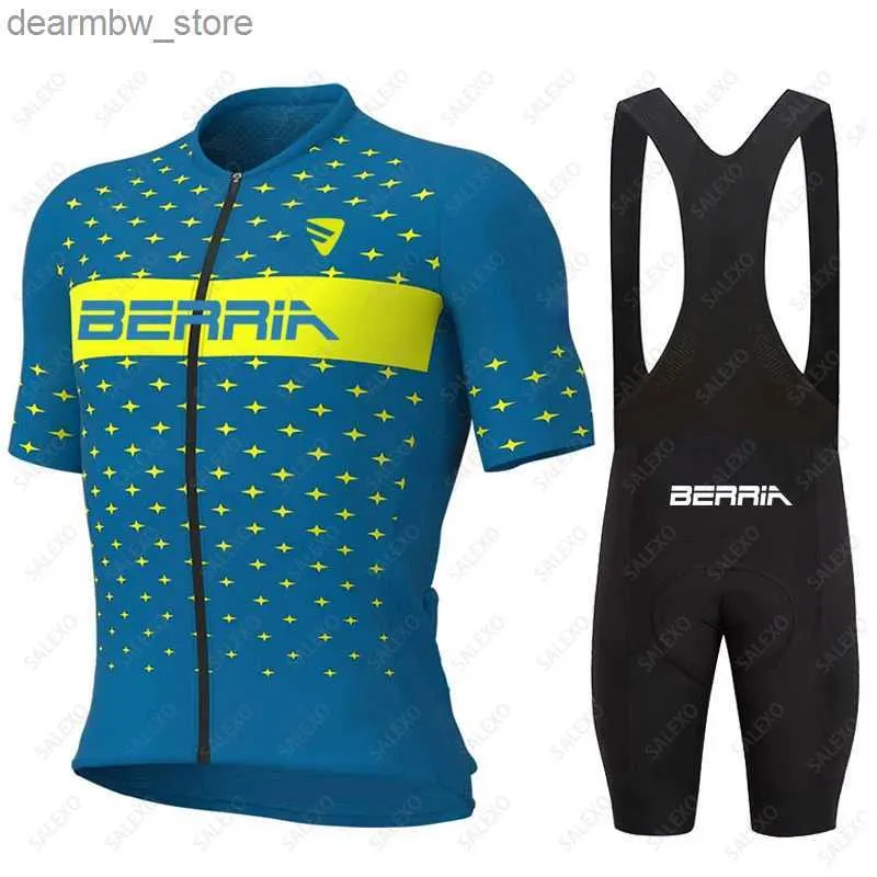 جيرسي لركوب الدراجات يضع Berria Summer Cycling Jersey Men New Treepab Mtb Cycling Cyncling Mountain Bike Wear Deillot Ropa ciclismo Hombre L48