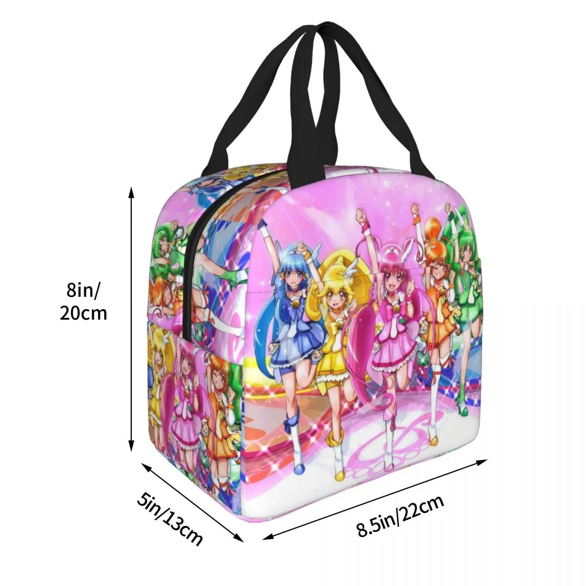Smile Precure Anime Isolierte Lunchbeutel Thermaltasche Glitzer Kraft Yayoi Miyuki Nao Reika Akane Große Lunchbox -Tasche Food Bag