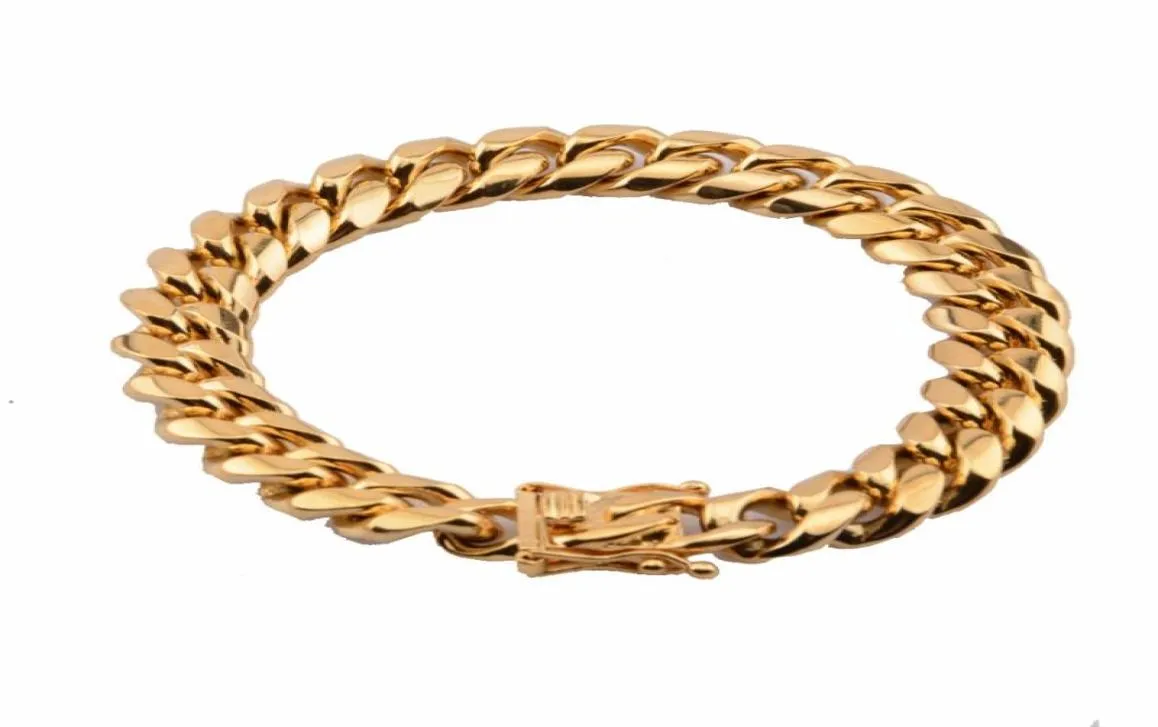 Corrente à mão Bracelete masculina O ouro inoxidável steampunk charme cubano link Presentes de prata para acessórios masculinos7745041