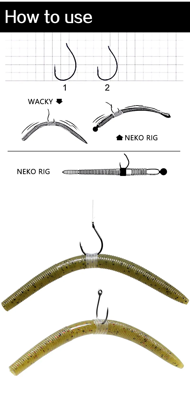 Bass Senko Trick Worm Fishing Wacky Worm Kit 200pc Wacky Rig