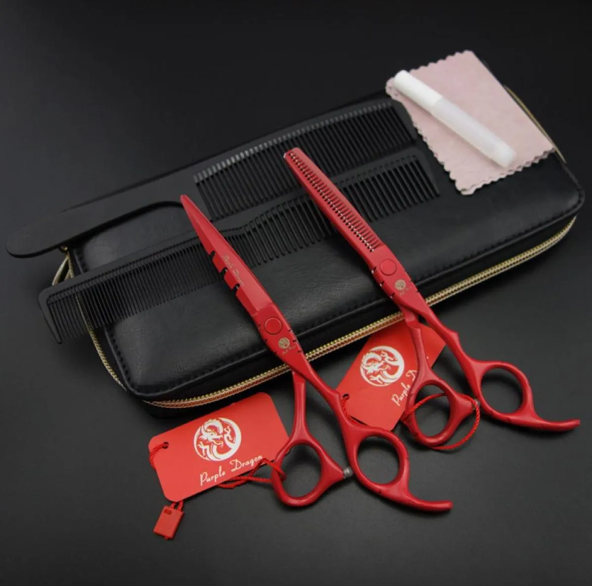 Des ciseaux de cheveux professionnels de 55quot60quotpurpledragon set les ciseaux de cheveux professionnels coupés ciseaux d'éclaircit cisaillement de coiffure S3965697437
