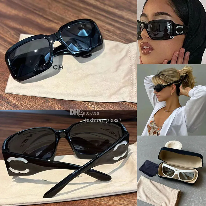 Designers luxuosos de óculos de sol resistentes a UV400 femininos com moldura retangular Óculos de óculos de estrutura de quadro de tamanho grande espelho espelho da pista com caixa CH06925