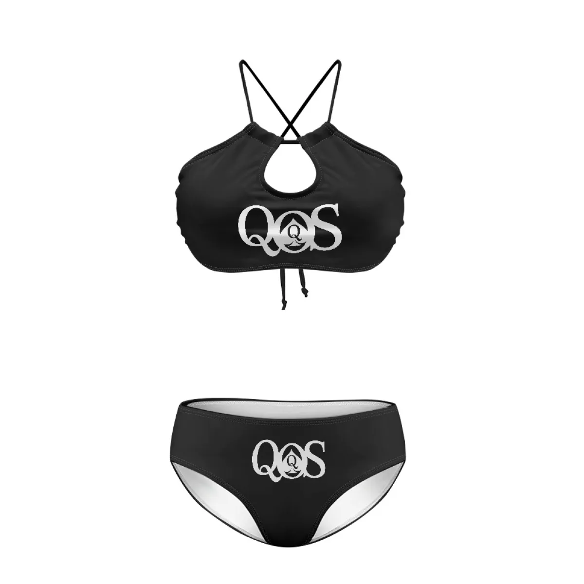Women's High Waisted Two Piece Bikini Set Microfiber Halter Lace ...