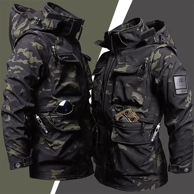 Military Jacket Donhobo Men's Fleece Jacket Winter Waterproof Warm