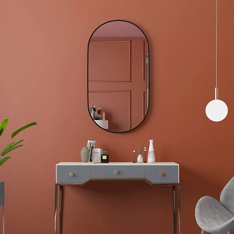 Väggmonterad spegel estetisk ram duschsmakeup speglar sovrum design espejos adhesivos para pared dekor hem interiör