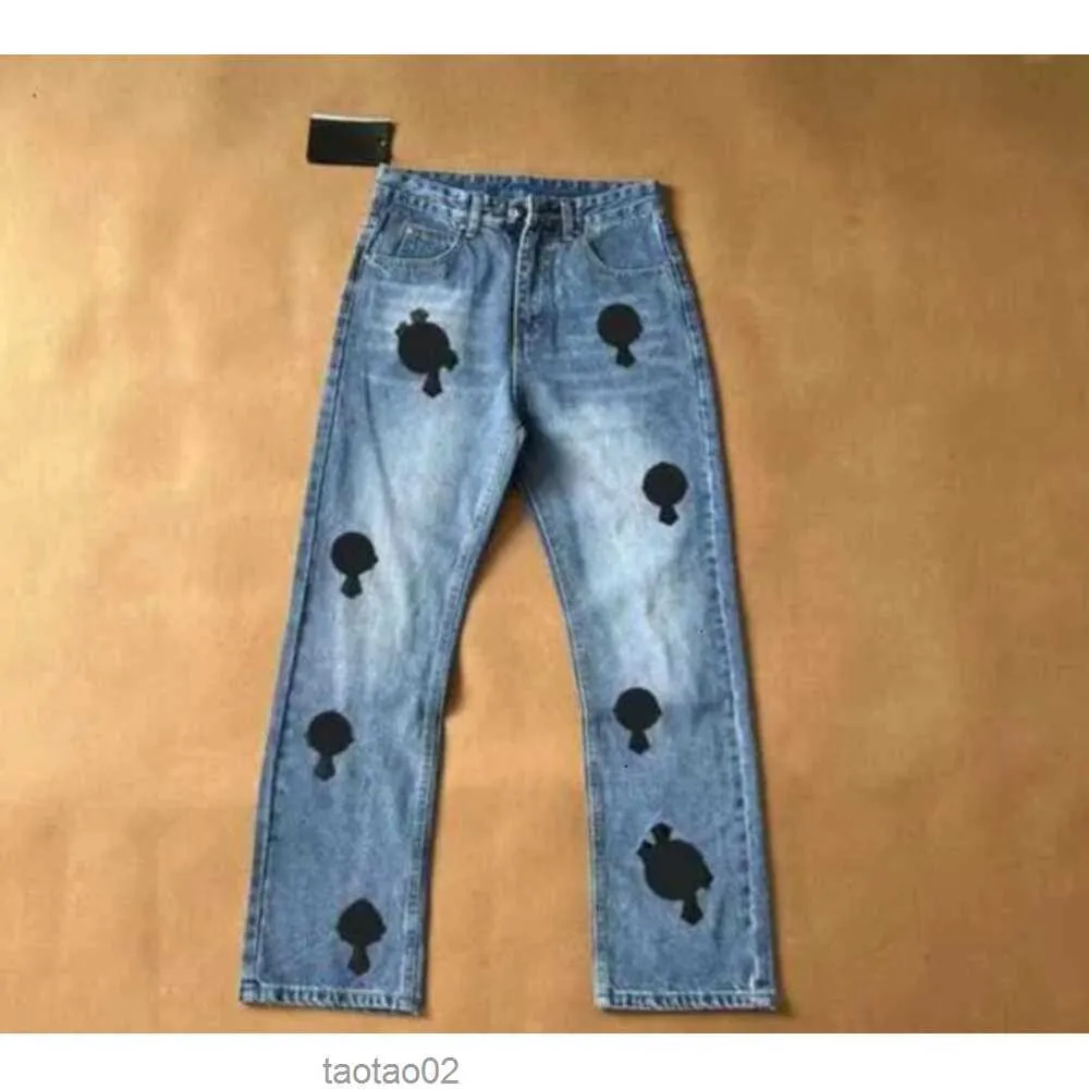 Tasarımcı Jeans 2023 Ch Pantolon Mens Eski Yıkanmış Chromees Pantolonlar Kalp Baskıları Çapraz Uzun Stil 665780K