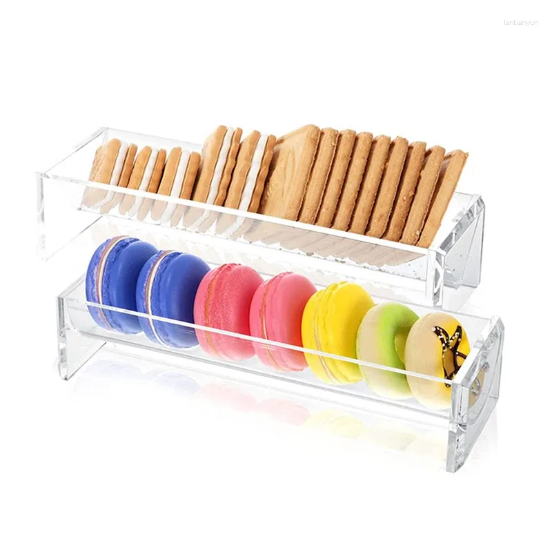 Plates 1PC Acrylic Clear Cracker Holder Rectangular Cookie Tray Gathering Display Showing Stand Shelf Donuts Storage Box