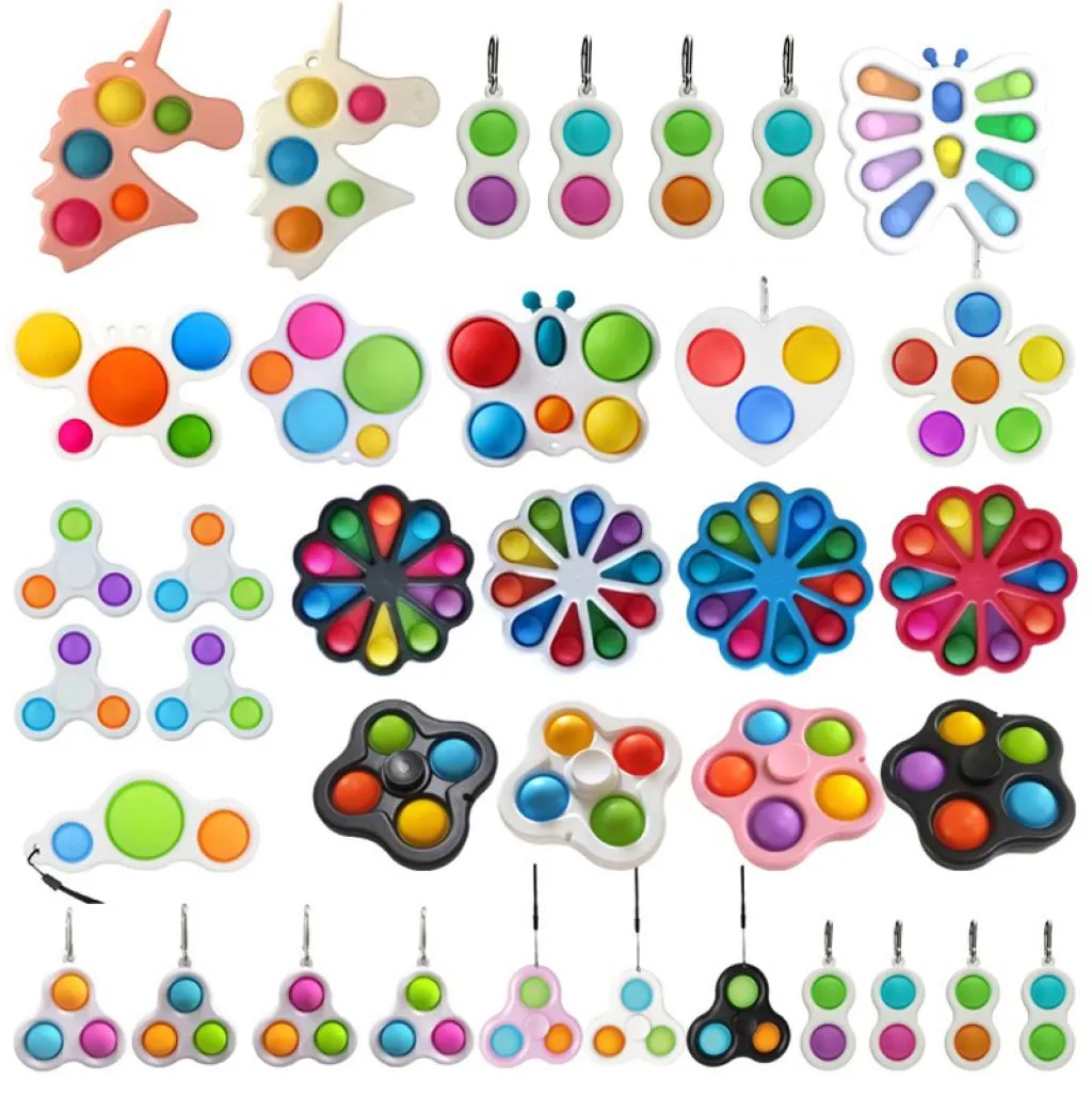 Giocattoli spingi semplici crashing anello di portachiavi per bambini Sensory Scheeze giocattolo Streezy Vent Balls Anti Ansia7100200