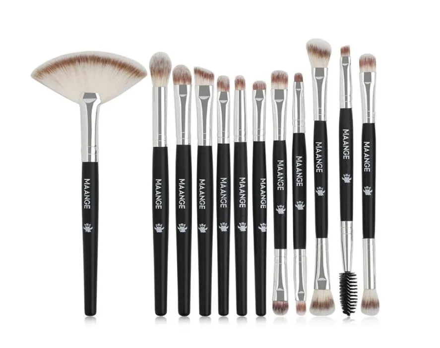 Makeup Brushes MAANGE 12PCS BRSCHE BROSSE GOIE WOODED POIRE FEUILLE FEUILLE FEUSES SOLES FEMMES DE BEAUTÉ TOLLES NATUREL