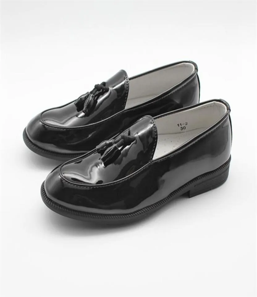 Boys Dress Shoes Black Faux Leather Slip On Tassel Boy Loafers Wedding Party Kids Formal Shoe Classic Footwear 2207059589215