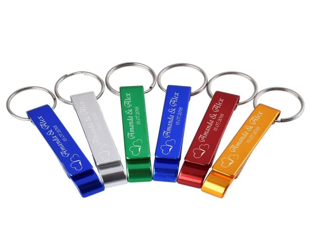 Gepersonaliseerde gegraveerde flesopener Key Chain Wedding Gunsten Brewery EL Restaurant B Aangepast 50 PCS459855555