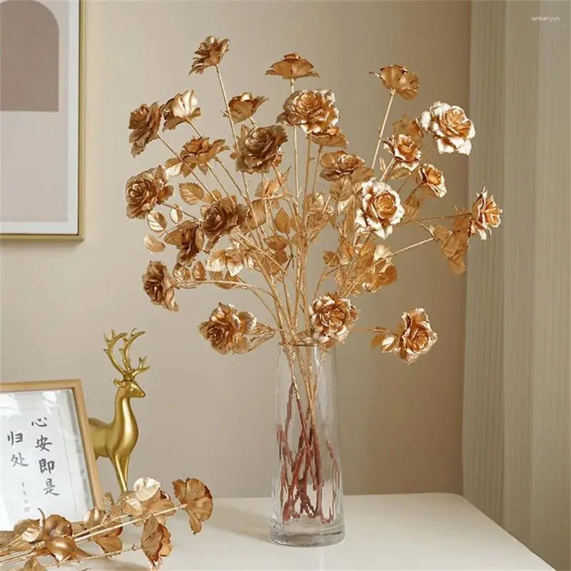 Декоративные цветы золотые украшения дома уникальный высококачественный реалистичный дизайн интерьера розы праздничный декор элегантный