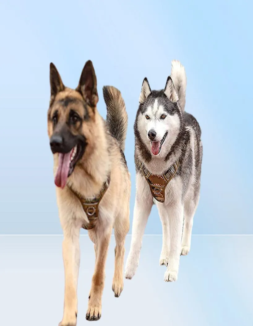 Hundkrage Leases Tactical Dog Harness Justerbar husdjur Arbetsträningstjänst Väst reflekterande hundsele för små medium stora hundar 2210175362966