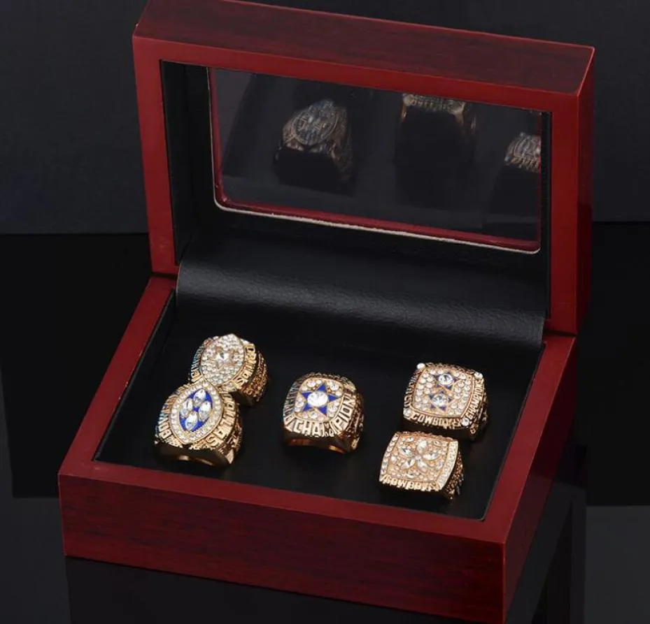 Whole Fine high quality Holiday Set Super Bowl Cowboys 1995 Award Ring Men039s Ring Jewelry Set 5piecelot9410646