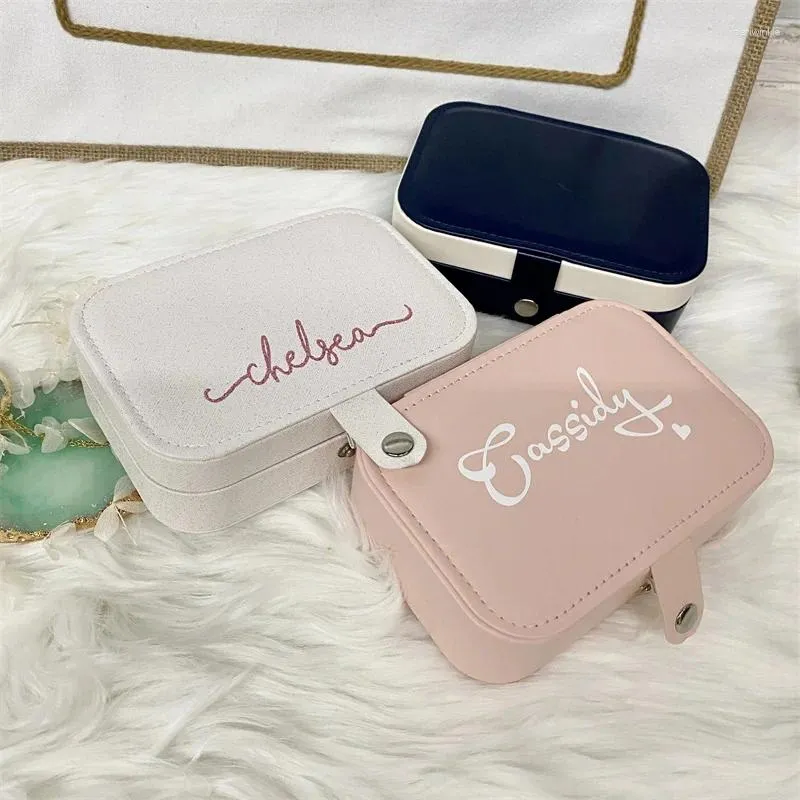 Fournions de fête Boîtes de bijoux personnalisées avec logo Bridesmaid Custom Gift Travel Portable Case Organizer