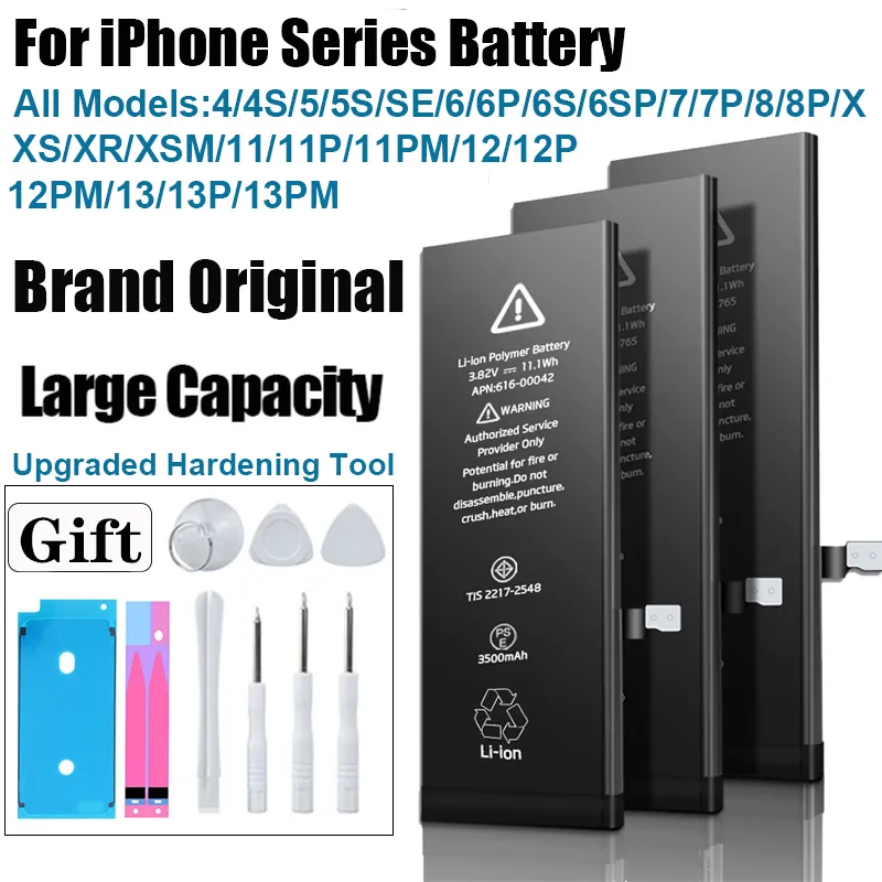 Новая батарея телефона для iPhone SE 2 4 5S 6 6S 6P 6SP 7 7P 8 плюс X XR XS MAX 11 12 13 Pro Battery для Apple с инструментами