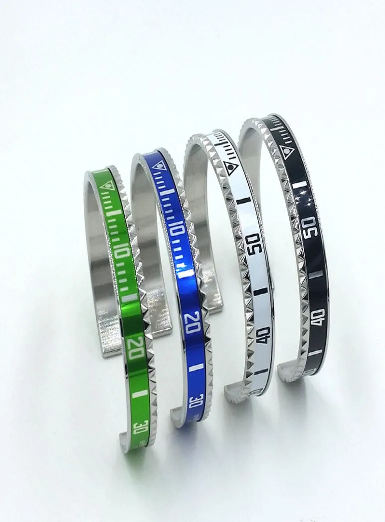 4 färger Klassisk design Bangle Armband för män i rostfritt stål manschettmätare armband Men039S smycken med detaljhandel P6944925