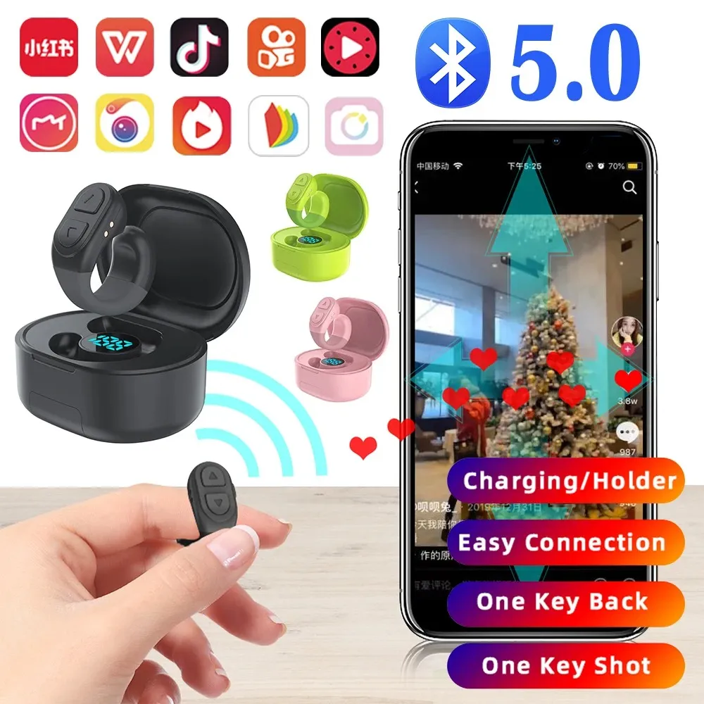 Buy Vekesen TikTok Scrolling Ring TIK Tok Bluetooth Remote Control Page Turner 360 Rotating Cell Phone Stand Office Desk Accessories