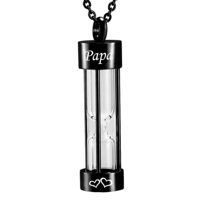 Black Hourglass Cremation Jewelry Urn Halsband Memorial Ashes Holder Keepsake Fashion Jewelry Cremation Necklace1220106
