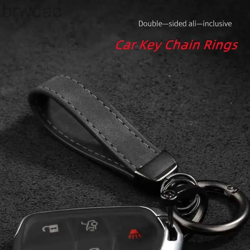 Anneaux clés de la chaîne de clés de voitures Anneaux en cuir métallique Keychain Universal Auto Motorcycle Keyring pour BMW Mercedes Benz Audi Accessoires 240412