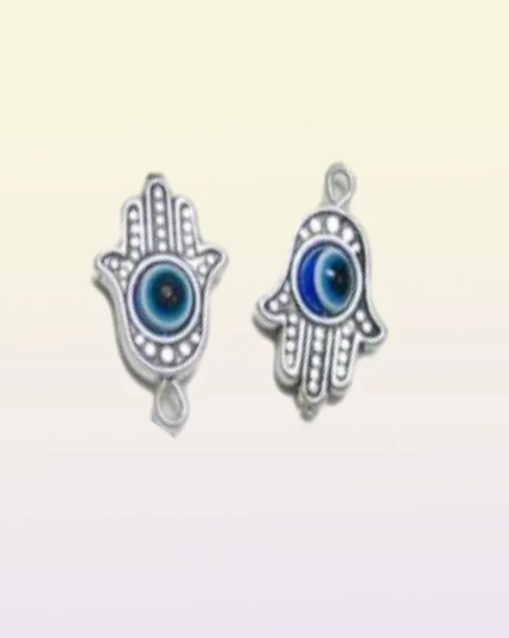 100pcs Hamsa Hand Evil Eye Kabbalah Luck Charms Wisiant do biżuterii Bransoletka 19x12mm276k1724183