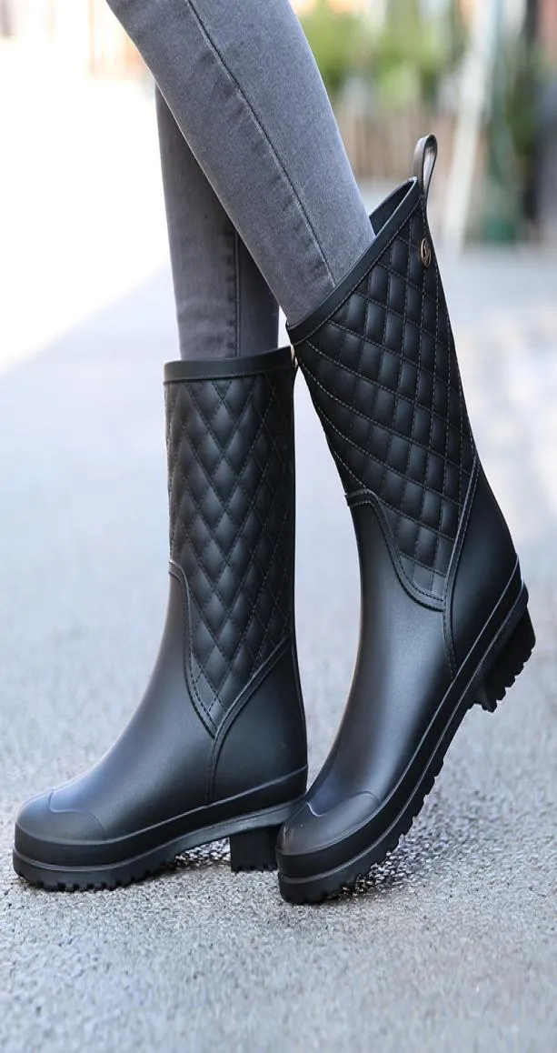 Winter Boots Brand Design Boots Rain Boot Shoes Woman Solid Rubber Waterproof Flats Fashion Shoes4076484