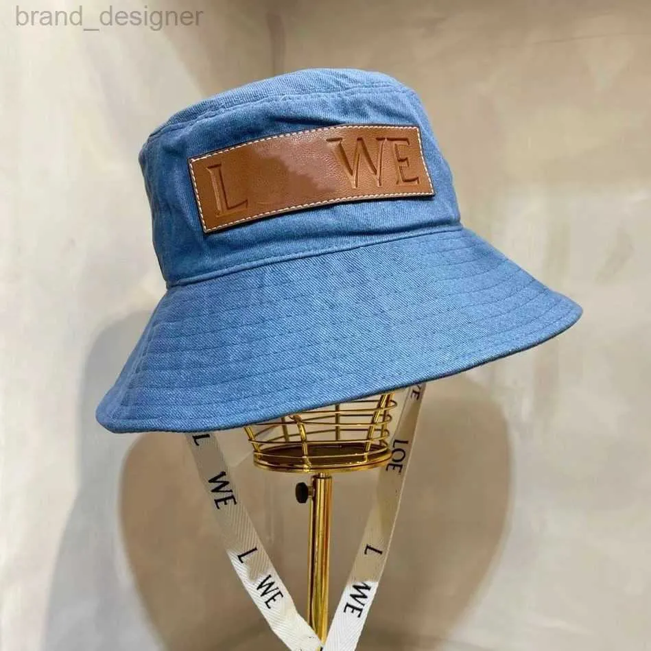 High Version Designer Hat Lowe New Series Summer Ribbon Canvas Sunshade Hat Wide Brim Fisherman Star Same Blue Mens and Womens Style