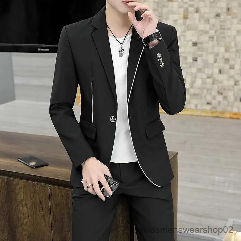 Herrenanzüge Blazer 2023New Fashion Herbst Neue Männer (Anzug + Hosen) Koreanische Version Slim Casual Trend Gentleman Britisches Kleid zweiteilig