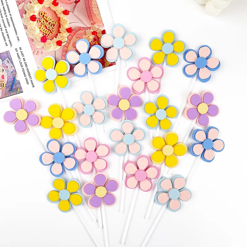 24PCS Daisy Cupcake Toppers - Floral Birthday Party Decorations For Baby Shower Cake Decor