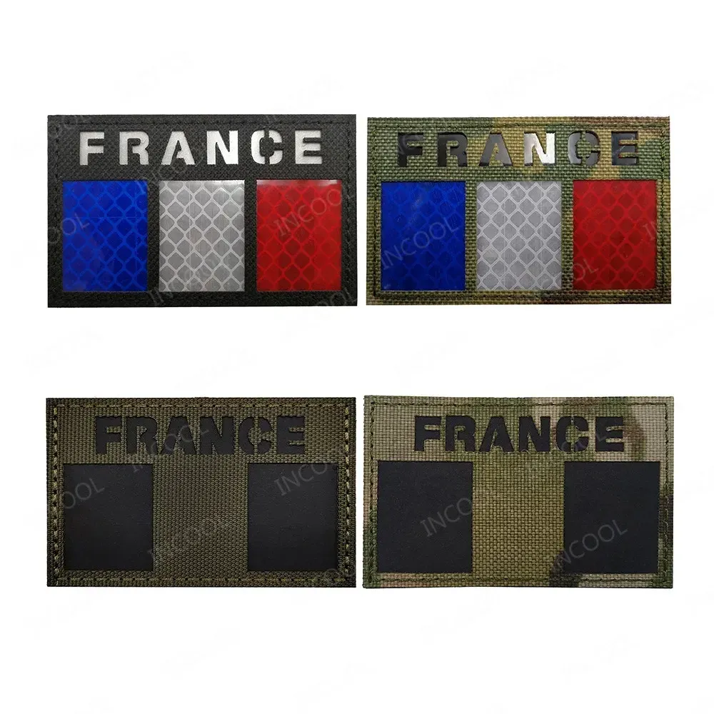 IR Infrared Spain French Germany Italy Russian UK Netherlands Flag Patches Tactical Army Military Reflective Flags Badges