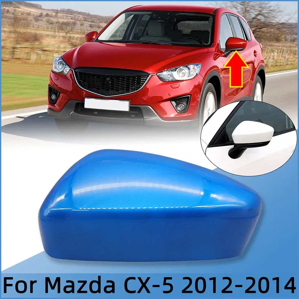 Left Blue Rear View Side Mirror Cover Shell Cap Fit For Mazda CX5/CX-5 2013-2014