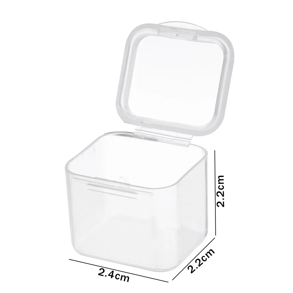 20/1 st mini plastlagringslåda transparent fyrkantig containerfodral för örhänge av smycken arrangör dammtät förpackningsdisplaybox