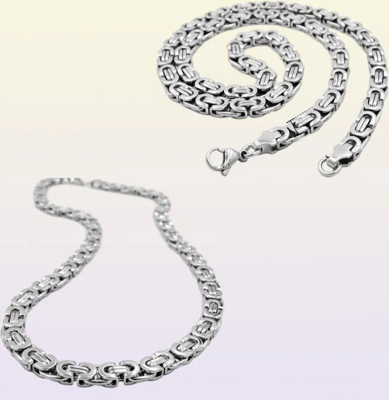 Stainless Steel Necklace Byzantine Link Silver Chain Men Women Necklaces Fashion Unisex Thick Silver Necklaces Width 6mm 8mm 15963505