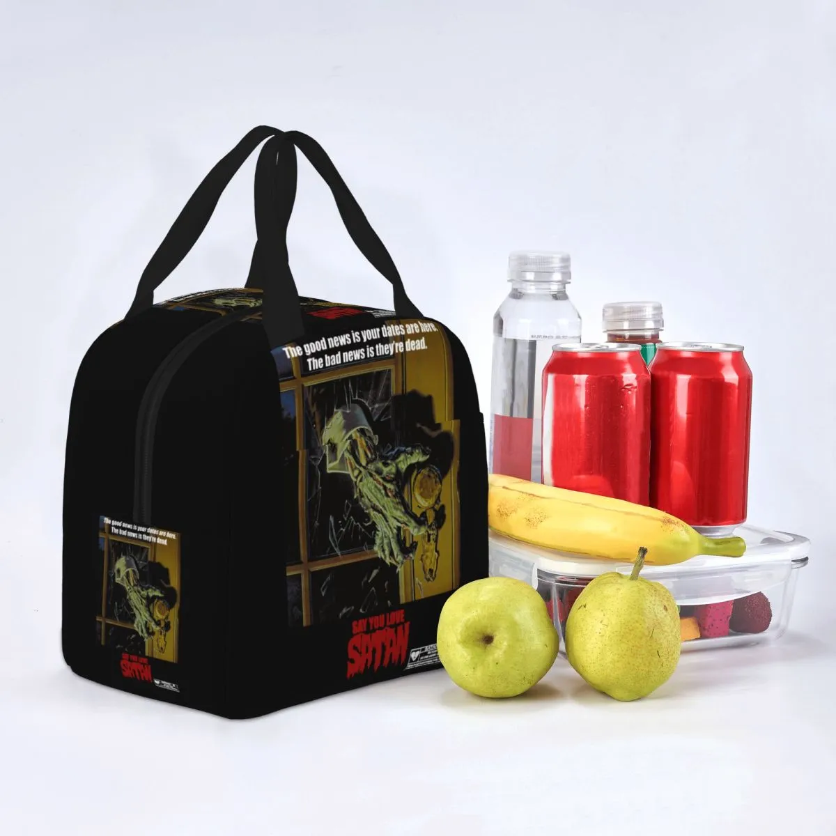 Satan 80s Horror Podcast Night of the Creeps Isulate Isulate Lunch Bag Horror Halloween Meal Continer Sac Thermal Box Tote