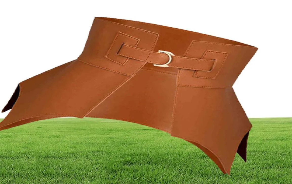 Brown irregular PU cuero cinturón largo estilo punk Fashion otoño invernal PU cintura cinturón de corsé 2201218102774