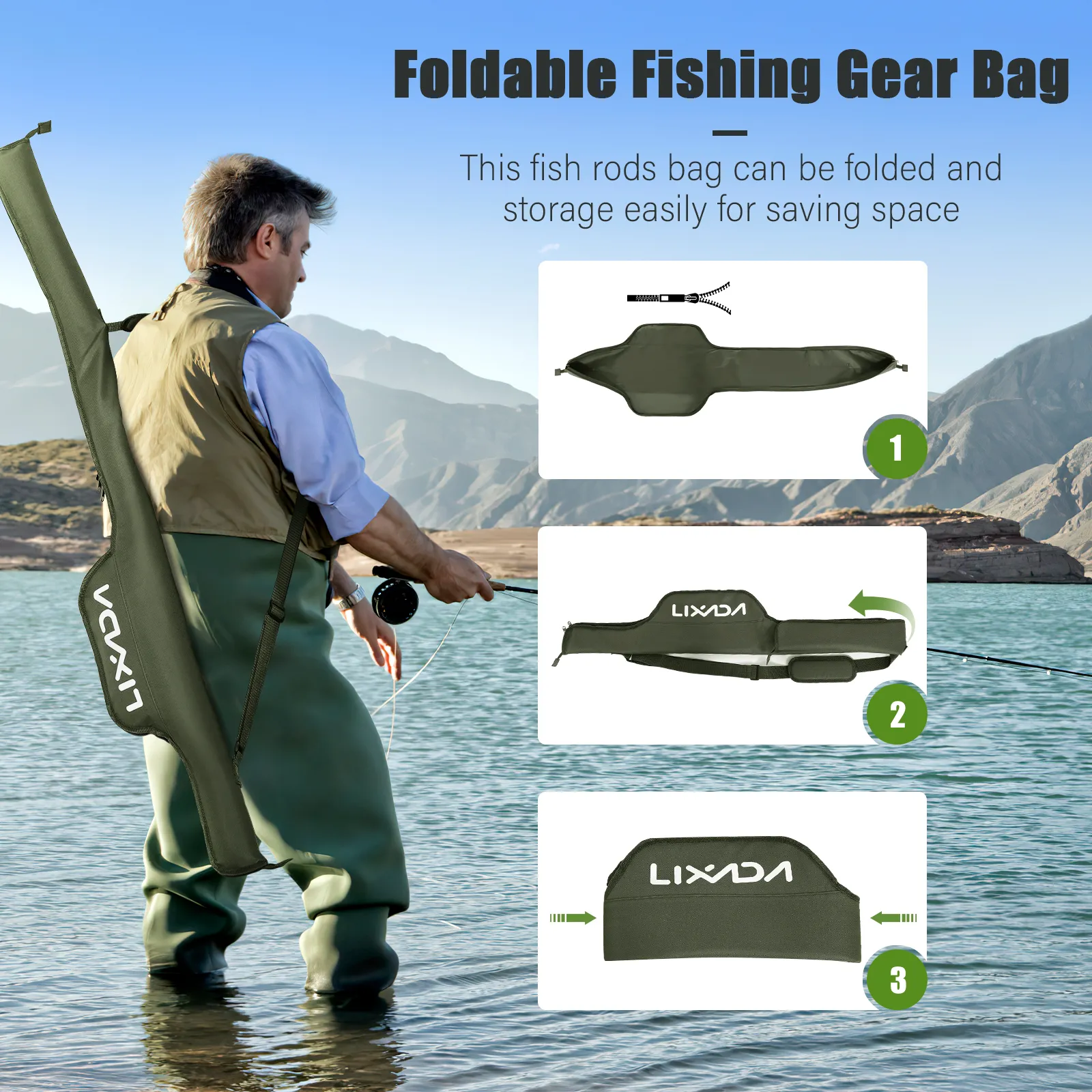 Lixada 53 Inch Folding Fishing Rod Bag, Carp Portable Fishing Rod ...