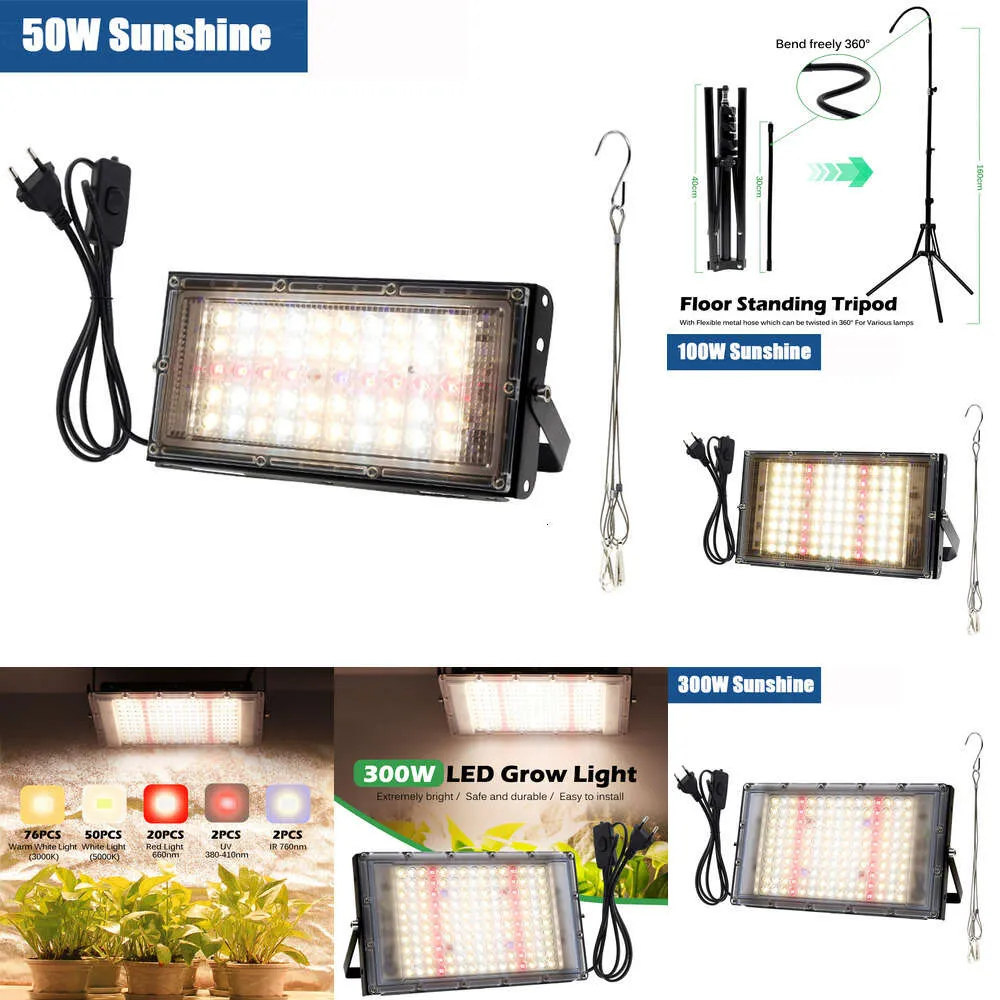 Nuovo Spettro completo 220 V 380-840 Nm Light Sunshine Fito 100W 300 W per lampada idroponica semi di fiori in serra coltivazione