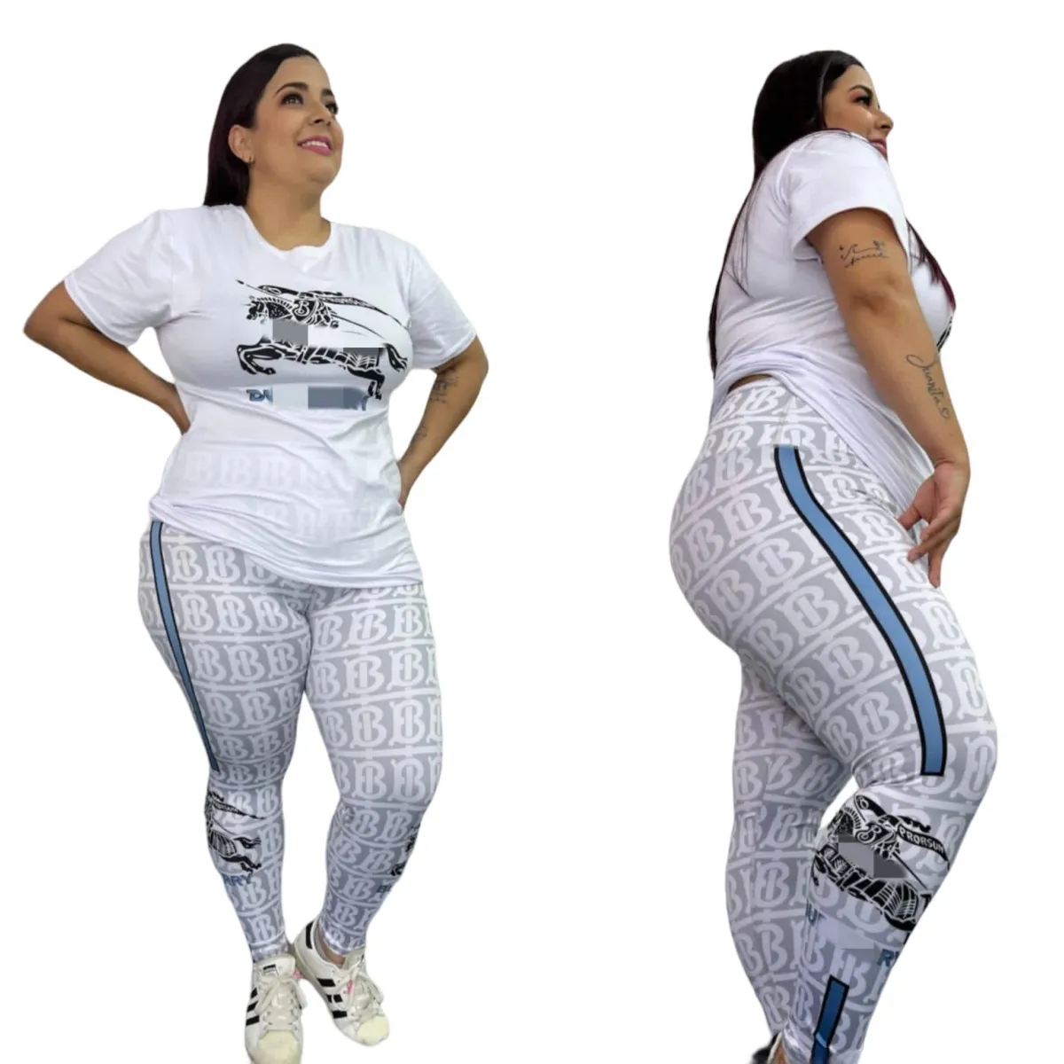 5xl plus trackuit t-shirt da donna casual dell'equipaggio casual e pantaloni da due pezzi abiti gratuiti