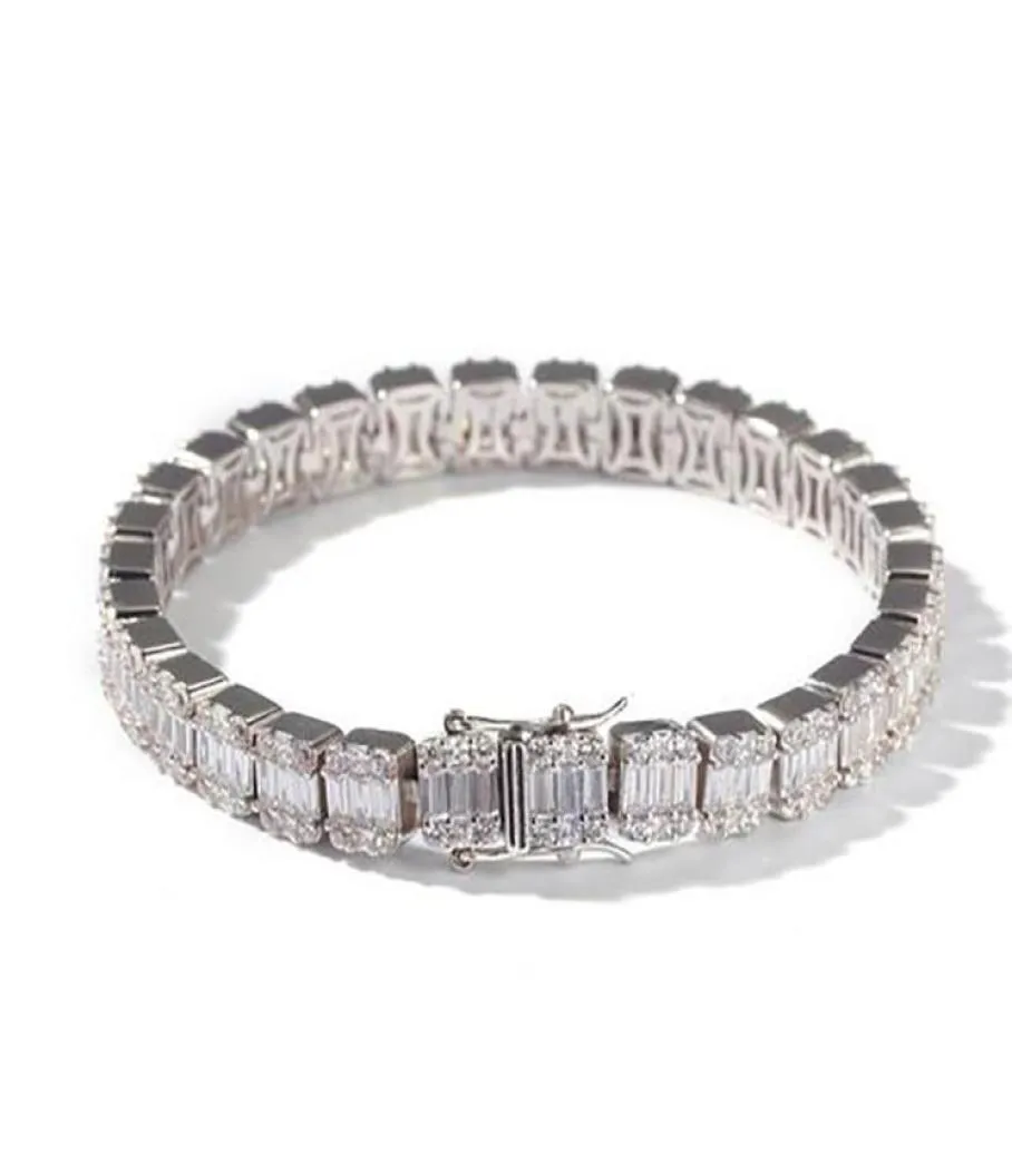 HIPHOP SILVER SQUARE DIAMOND BRACELET TENNS BRACELET 7INCH 8QUOTINCH 86MMシミュレーションダイモンドバングルブレイレス7268709