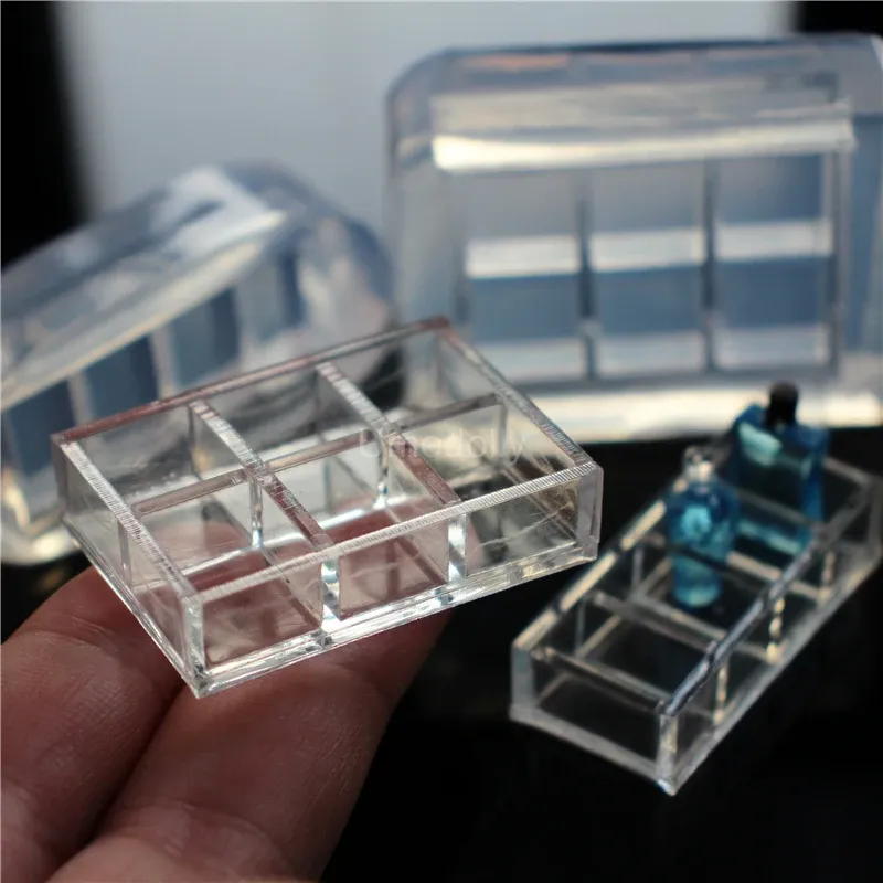 1PCS Silikon 1/12 Miniaturowy Dollhouse Cosmetic Storage Box DIY Forma żywica do obrotowego akcesoria
