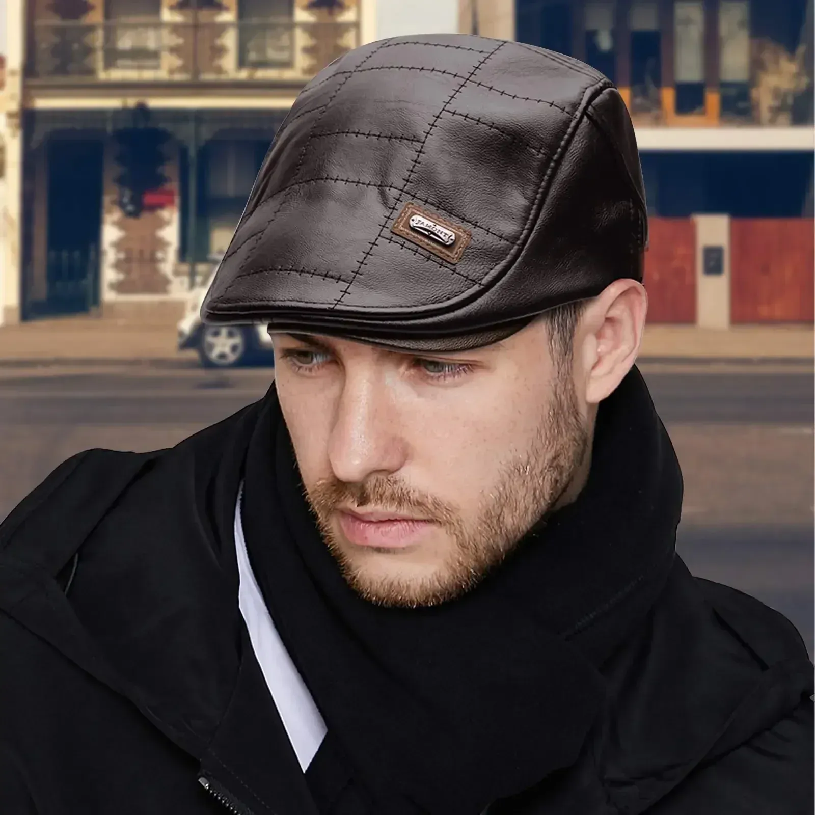 HOT British Hats Men Berets Hats For Men Retro Leather Beret Hat